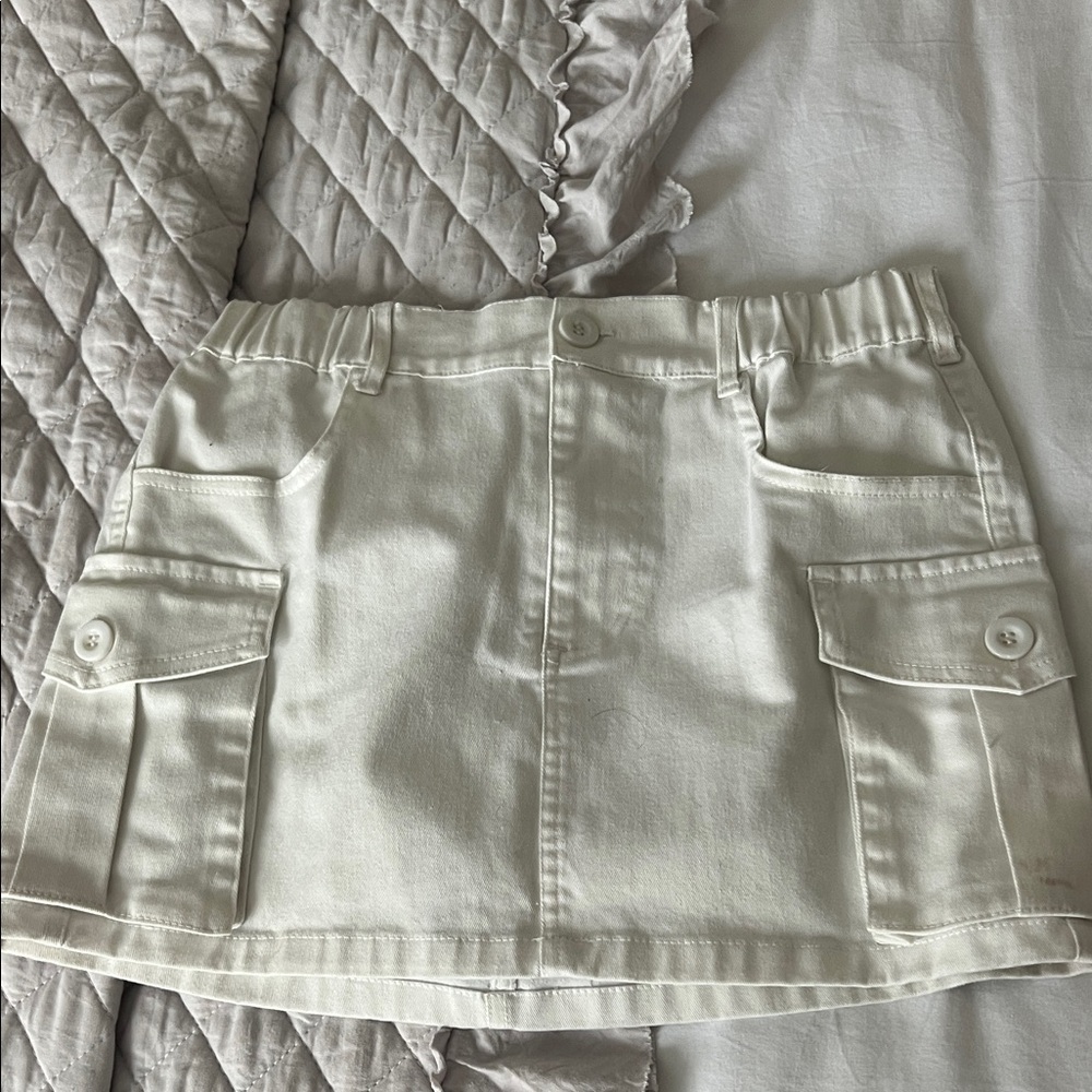 White Cargo Pocket Mini Skirt